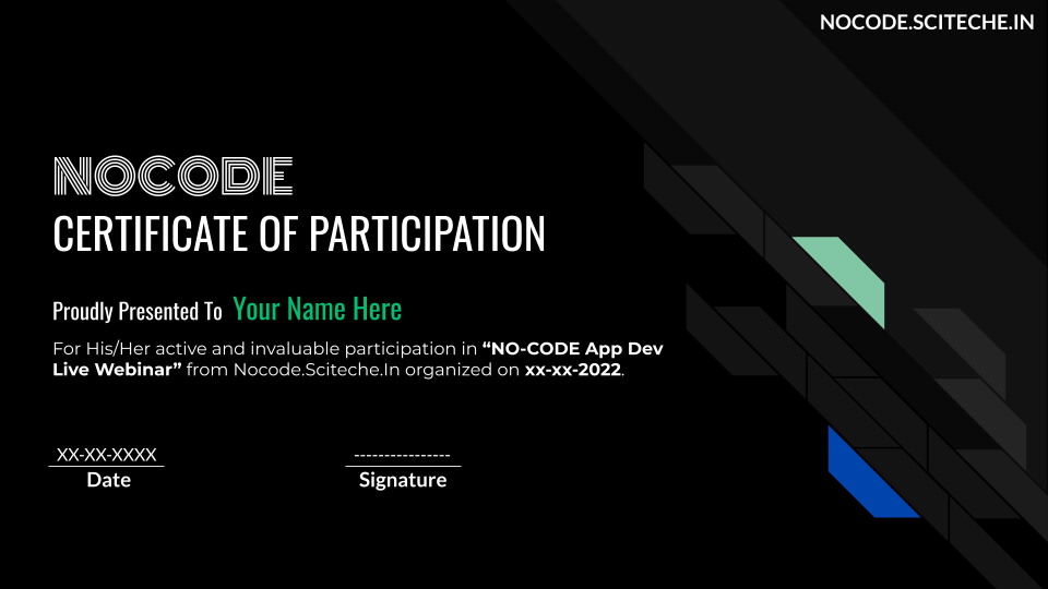 NOCODE CERTIFICATE FREE WEBINAR